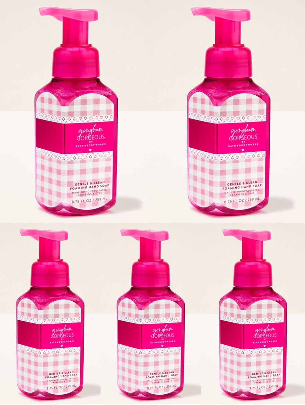 Bath & Body Works Gingham Gorgeous Foaming Hand Soap Set of 5 New RARE